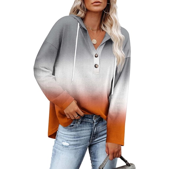 Sexlip Womens Color Block Sweatshirt Zip Long Sleeve V Neck Drawstring Hoodies Casual Fall Comfort Pocket Pullover Tops Red L