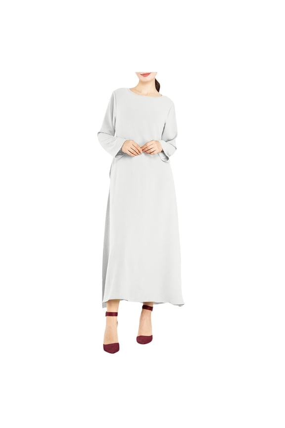 Womens Crew Neck Loose Maternity Long Sleeve Maxi Dress Soft Stretch Pregnancy Daily Casual Dress White XL