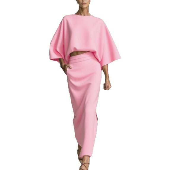 Sexlip Womens Crew Neck Pocket Loose Longline Linen Dress Lightweight Breathable Modest Casual Daily Dress Pink M