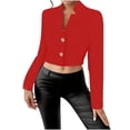 thumbnail image 1 of Sexlip Womens Cropped Blazer Long Sleeve Button Front Design Soft Fabric Slim Silhouette for Casual Wear Red M, 1 of 7