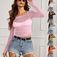 thumbnail image 1 of Sexlip Womens Cropped Blouse Long Sleeve Fishnet Design Sheer Fabric Slim Silhouette for Casual Occasions Black L, 1 of 7