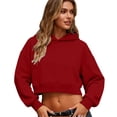 thumbnail image 1 of Sexlip Womens Cute Cropped Hoodies Y2k Long Sleeve Sweatshirts Fall Fashion Outfits Winter Sweater Clothes Red S, 1 of 9