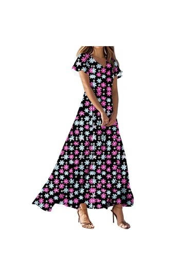 ladies mix dress 4567 Rock & Roll Ladies Mixed Print Midi Dress  El Rodeo Western Wear