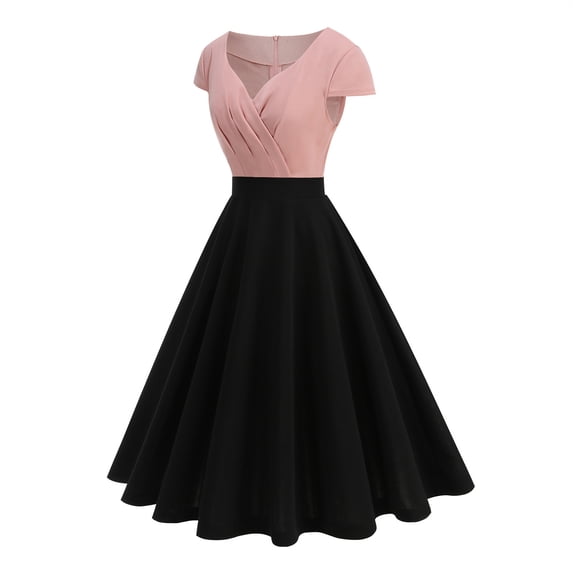 Sexlip Womens Dress Square Neck Sleeveless Two Tone Design Flared Silhouette Soft Fabric for Formal Occasions Pink XXL