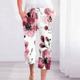 thumbnail image 1 of Sexlip Womens Elastic Waist Capri Pants Pink Black Floral Print Drawstring Detail Soft Fabric Comfortable Silhouette for Casual Outings Multicolor XXL, 1 of 5