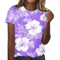 thumbnail image 1 of Sexlip Womens Fashion Casual Floral Tropical Plants Full Printed T Shirts Short Sleeve Tees Casual Blouse Tops Purple L, 1 of 4