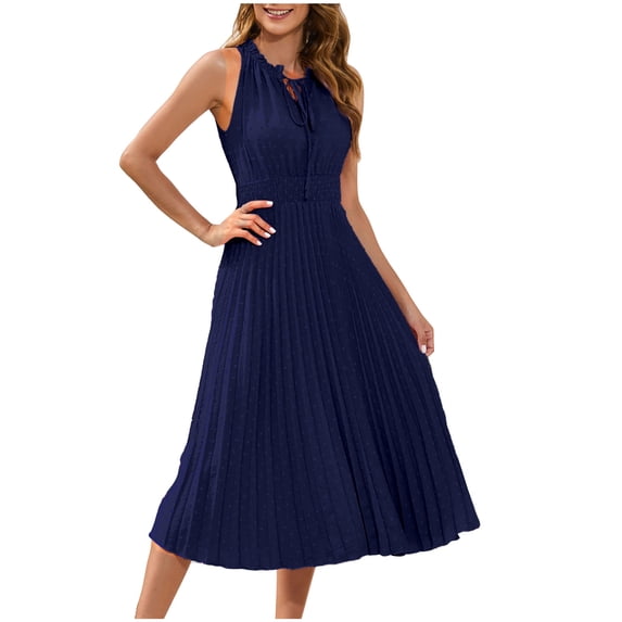 Sexlip Womens Fit And Flare Midi Dress Sleeveless Design Flowy Fabric Relaxed Silhouette for Evening Events Blue XL