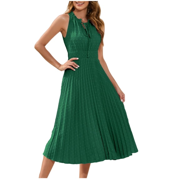 Sexlip Womens Fit And Flare Midi Dress Sleeveless Design Flowy Fabric Relaxed Silhouette for Evening Events Green XL