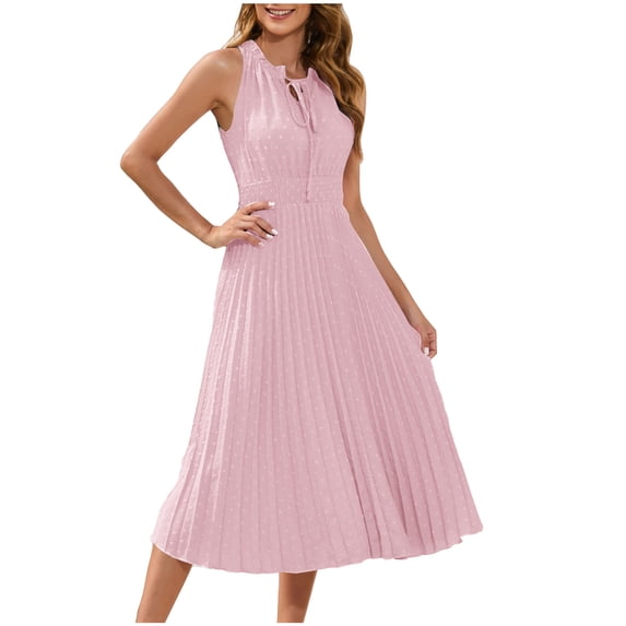 Sexlip Womens Fit And Flare Midi Dress Sleeveless Design Flowy Fabric Relaxed Silhouette for Evening Events Pink XL