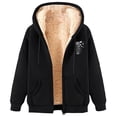 thumbnail image 1 of Sexlip Womens Fleece Lined Zip Up Hoodie Thermal Warm Sherpa Pullover Sweatshirts Love Heart Print Sweaters Cute Tops Black XL, 1 of 7