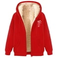 thumbnail image 1 of Sexlip Womens Fleece Lined Zip Up Hoodie Thermal Warm Sherpa Pullover Sweatshirts Love Heart Print Sweaters Cute Tops Red XXXL, 1 of 7