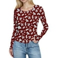 thumbnail image 1 of Sexlip Womens Floral Printed Blouse Long Sleeve Round Neck Design Soft Fabric Relaxed Silhouette for Daily Lounge Red XL, 1 of 6