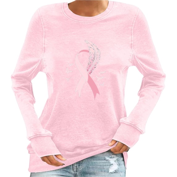Sexlip Womens Graphic Sweatshirt Long Sleeve Round Neck Design Soft Fabric Relaxed Silhouette for Casual Wear Pink M