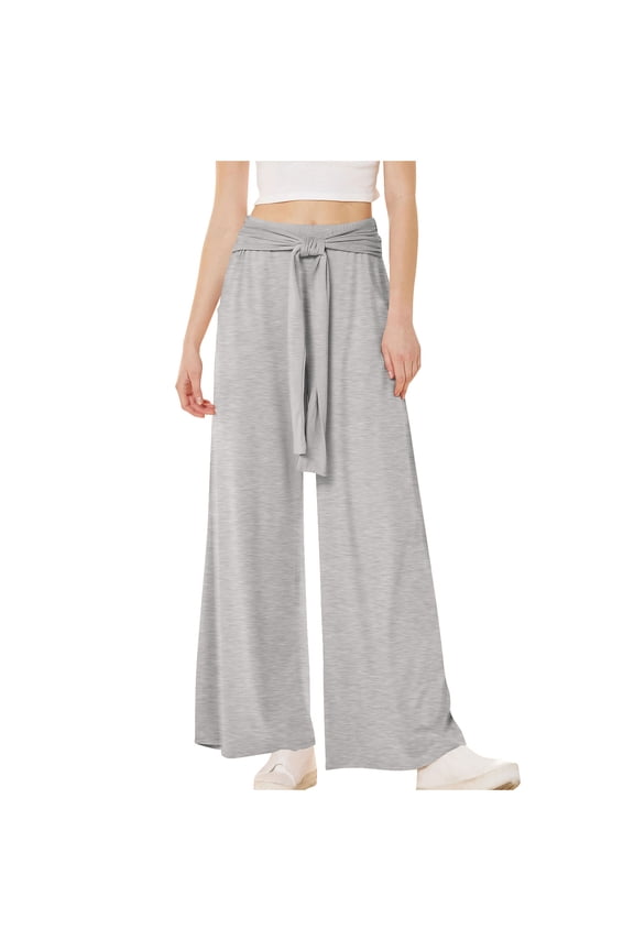 Womens High Waist Drapey Loose Wide Leg Linen Capris Lightweight Breathable Summer Casual Outfit Gray S