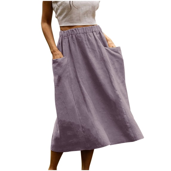 Sexlip Womens High Waisted Maxi Skirt Cargo Pocket Design Elastic Waist Flowy Fabric Breathable Texture Casual Silhouette for Outdoor Trips Purple S