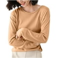 thumbnail image 1 of Sexlip Womens Knit Pullover Sweater Crew Neck Design Breathable Fabric Relaxed Silhouette for Fall Outings Orange M, 1 of 5