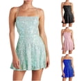 thumbnail image 1 of Sexlip Womens Lace Square Neck Sleeveless Slim Bodycon Mini Dress Elegant Romantic Dating Party Outfit Black L, 1 of 7