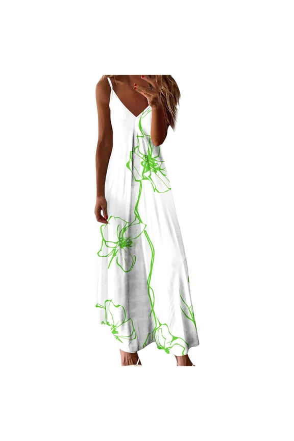 Womens Linen Blend Maxi Dress Button Front Design Breathable Fabric Relaxed Silhouette for Daily Leisure Green L
