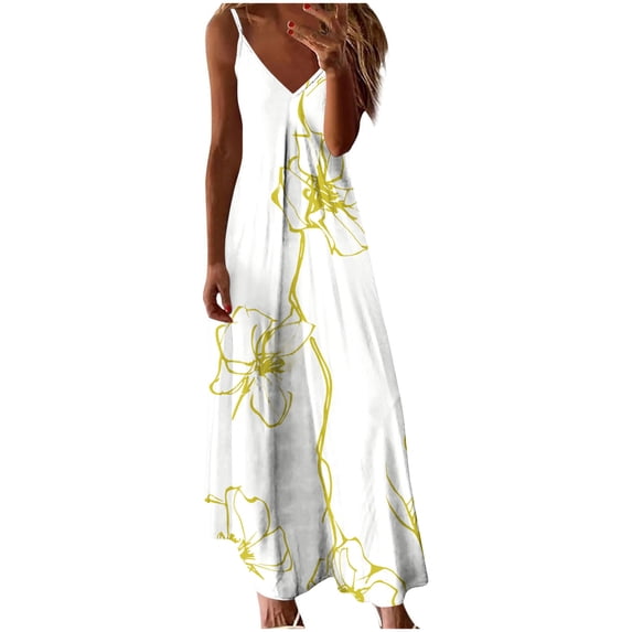 Sexlip Womens Linen Blend Maxi Dress Button Front Design Breathable Fabric Relaxed Silhouette for Daily Leisure Yellow XL