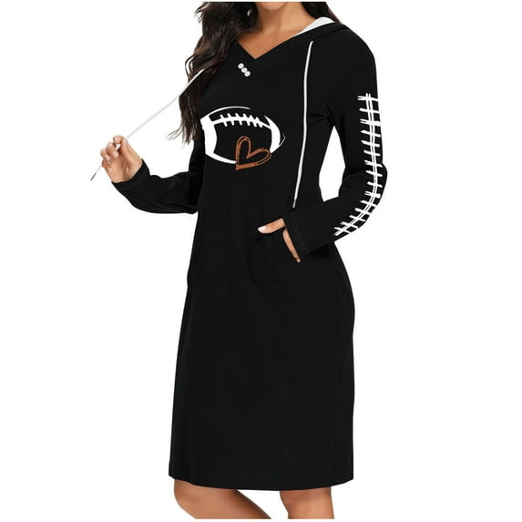 Sexlip Womens Long Sleeve Midi Dress V Neck Design Soft Fabric Relaxed Silhouette for Office Wear Black XXL