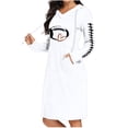 thumbnail image 1 of Sexlip Womens Long Sleeve Midi Dress V Neck Design Soft Fabric Relaxed Silhouette for Office Wear White L, 1 of 6