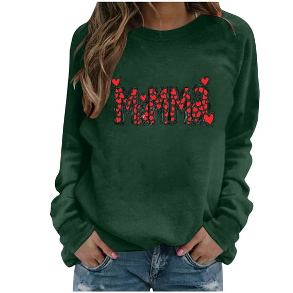 Sexlip Womens Long Sleeve Sweatshirt Rihanna Letter Print Design Soft Fabric Comfortable Silhouette for Casual Wear Green XXL
