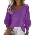 thumbnail image 1 of Sexlip Womens Long Sleeve V Neck Sweaters Fall Casual Classic Soft Loose Fit Basic Pullover Jumper Top Purple XXXXL, 1 of 3