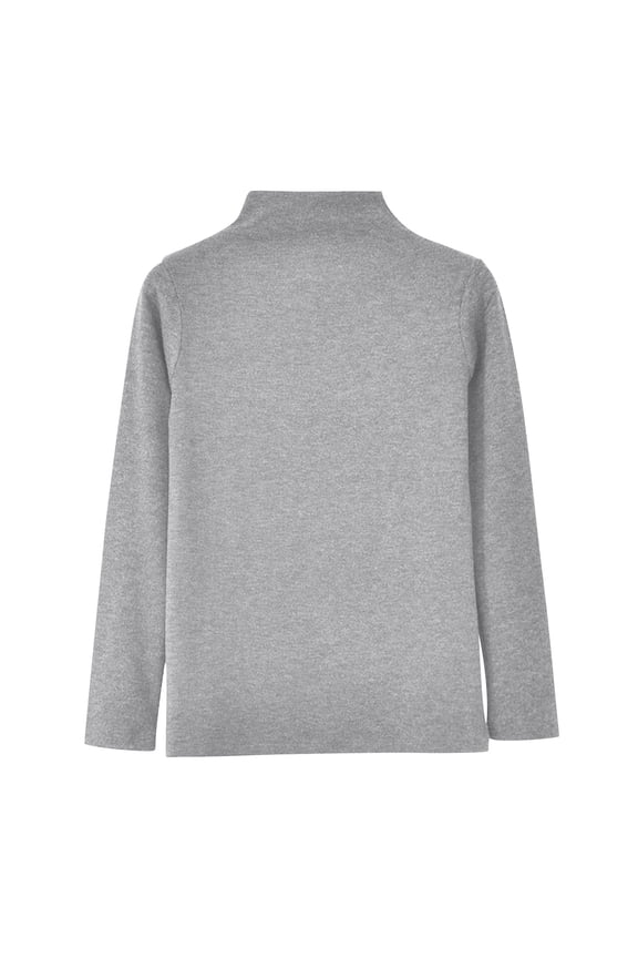 Womens Mock Neck Blouse Long Sleeve Asymmetrical Hem Design Soft Fabric Relaxed Silhouette for Casual Occasions Gray XXXL