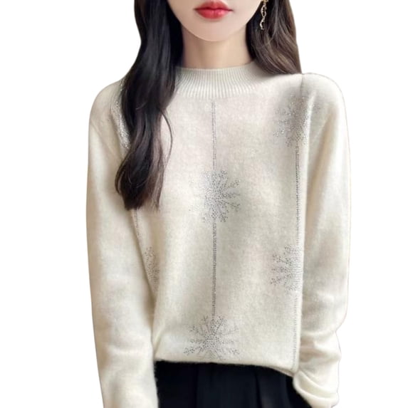 Sexlip Womens Mock Neck Blouse Long Sleeve Textured Design Soft Fabric Slim Silhouette for Daily Use Beige XXL