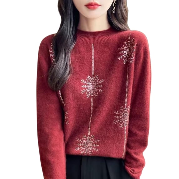 Sexlip Womens Mock Neck Blouse Long Sleeve Textured Design Soft Fabric Slim Silhouette for Daily Use Red XXL