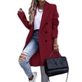thumbnail image 1 of Sexlip Womens Notched Lapel Collar Double Breasted Pea Coat Winter Wool Blend Over Coats Long Jackets Red XXL, 1 of 5