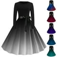 thumbnail image 1 of Sexlip Womens Ombre Print V Neck Puff Sleeve Swing Maxi Dress Flowy Elegant Wedding Guest Evening Dress Black L, 1 of 4