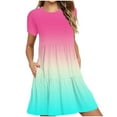 thumbnail image 1 of Sexlip Womens Ombre Short Sleeve Mini Dress Crew Neck Design Soft Fabric Relaxed Silhouette for Casual Hangouts Pink S, 1 of 5