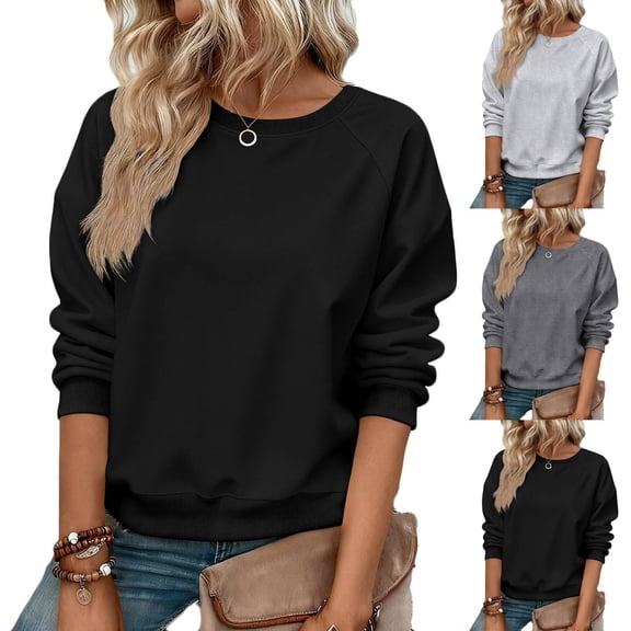 Sexlip Womens Oversized Sweatshirt Long Sleeve Round Neck Design Soft Fabric Comfortable Silhouette for Daily Lounge Gray L