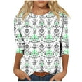 thumbnail image 1 of Sexlip Womens Paisley Print Blouse 3/4 Sleeve Design Lightweight Fabric Relaxed Silhouette for Office Wear Green L, 1 of 4