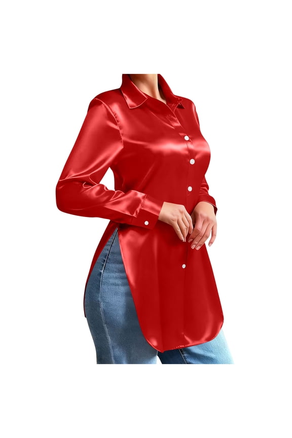 Womens Patent Leather Zip Up Jacket Long Sleeve Design Waterproof Fabric Relaxed Silhouette for Night Out Looks Red M