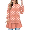 thumbnail image 1 of Sexlip Womens Polka Dot Blouse Long Sleeve Ruffle Design Soft Fabric Relaxed Silhouette for Daily Lounge Orange M, 1 of 5