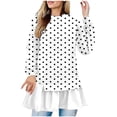 thumbnail image 1 of Sexlip Womens Polka Dot Blouse Long Sleeve Ruffle Design Soft Fabric Relaxed Silhouette for Daily Lounge White XXL, 1 of 5