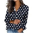 thumbnail image 1 of Sexlip Womens Polka Dot Print Blouse Tie Front Design Lightweight Fabric Relaxed Silhouette for Brunch Outings Blue XL, 1 of 5