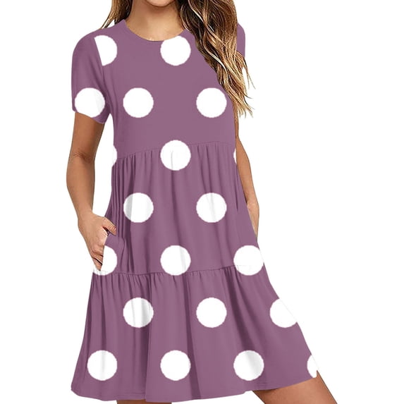 Sexlip Womens Polka Dot Print V Neck Sleeveless Swing Maxi Dress Lightweight Breathable Vacation Beach Dress Purple XL