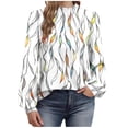 thumbnail image 1 of Sexlip Womens Puff Sleeve Crew Neck Shirts Casual Fashion Dressy Fit Blouses Fall Comfy Tunic Tops with Smocked Cuffs Green XXL, 1 of 6