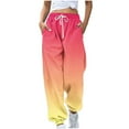 thumbnail image 1 of Sexlip Womens Rainbow Ombre Print High Waist Loose Drapey Wide Leg Pants Bold Stylish Summer Beach Outfit Red S, 1 of 5