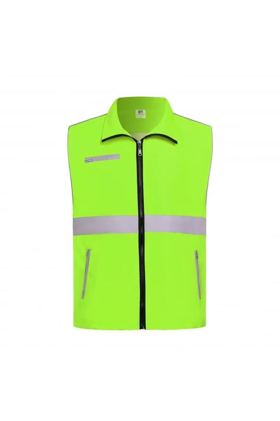 Womens Reflective Stripe Sleeveless Safety Vest High Visibility Protective Workwear Outfit Green XXXXL