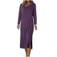 thumbnail image 1 of Sexlip Womens Ruched Wrap Midi Dress Long Sleeve Design Stretchy Fabric Relaxed Silhouette for Office Wear Purple XL, 1 of 6