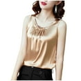 thumbnail image 1 of Sexlip Womens Satin Panel Sleeveless Casual Sleeveless Top Elegant Stylish Evening Outfit Beige XXXL, 1 of 6