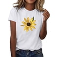 thumbnail image 1 of Sexlip Womens Short Sleeve Blouse Sunflower Print Crew Neck Loose Sleeve Soft Fabric Relaxed Silhouette for Daily Outfits White XXXL, 1 of 5