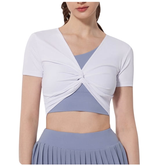 Sexlip Womens Short Sleeve Crop Top Form Fitting Design Stretchy Fabric Casual Silhouette for Night Out White L