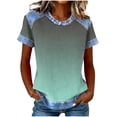 thumbnail image 1 of Sexlip Womens Short Sleeve Ombre Crew Neck T Shirt Gradient Design Breathable Fabric Relaxed Silhouette for Beach Days Green M, 1 of 5