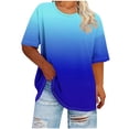 thumbnail image 1 of Sexlip Womens Short Sleeve Ombre Crew Neck T Shirt Gradient Design Soft Fabric Relaxed Silhouette for Beach Days Blue XXXL, 1 of 6