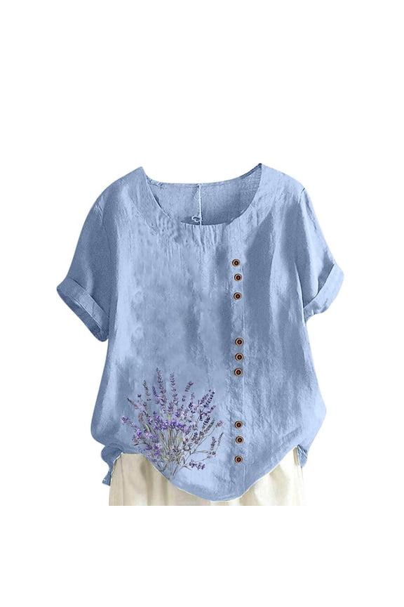 Womens Short Sleeve Ombre Print Crew Neck T Shirt Gradient Design Lightweight Fabric Relaxed Silhouette for Vacation Looks Blue XXL